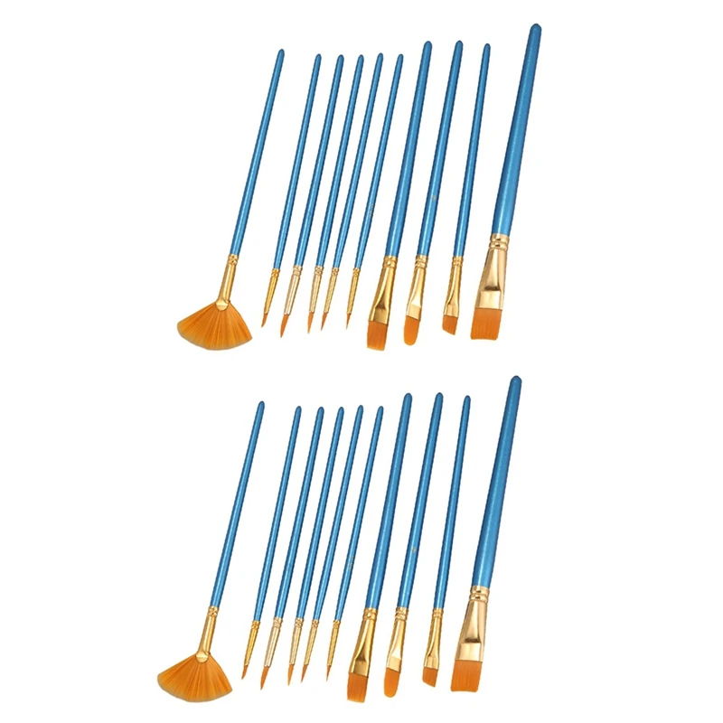 

20Pcs Blue Handle Nylon Hair Multifunction Paint Brushes