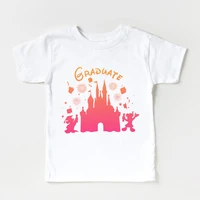 graduate style disney white kids t shirt unisex girl boy mickey mouse print 3 8t size short sleeve child tops tee casual clothes
