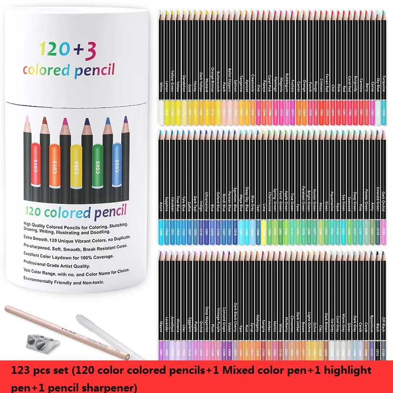 KALOUR 123PCS/Set Colored Oily Pencils Drawing Art Supplies Lapices With Pencil Sharpener Student Painting Professional Pen