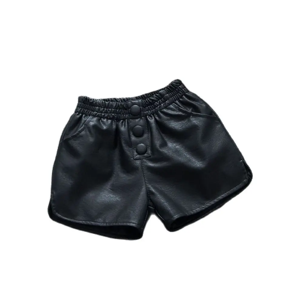 

VIDMID girl lether shorts Black bow shorts new leather pants girls baby Spring P4439