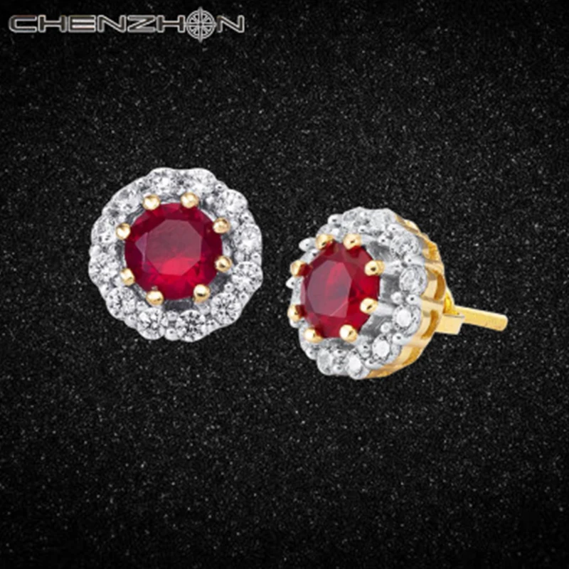 

CHENZHON Sterling silver earrings, cubic zirconia double-headed earrings, women, men and girls, fashion trends, exquisite gifts,