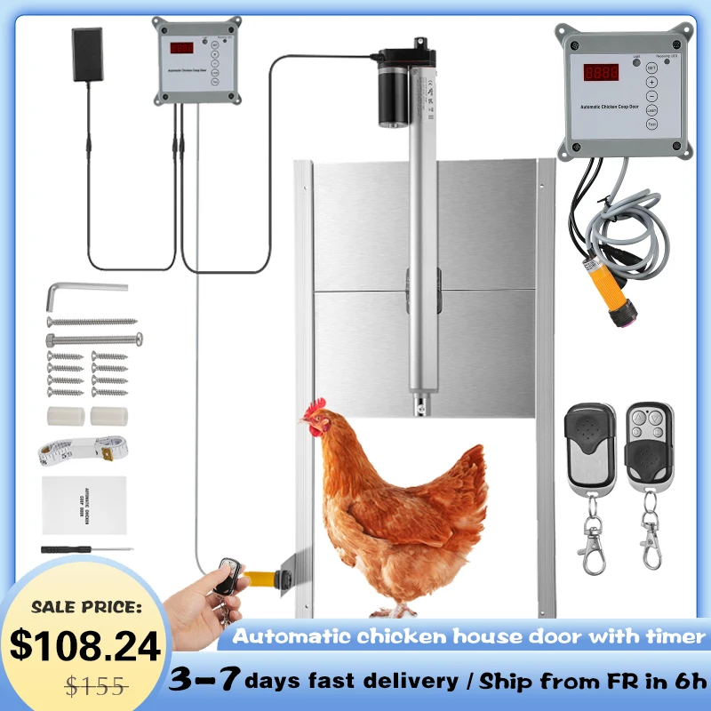 

Automatic chicken house door with timer, light sensor and infrared function, which can be opened and closed automatically