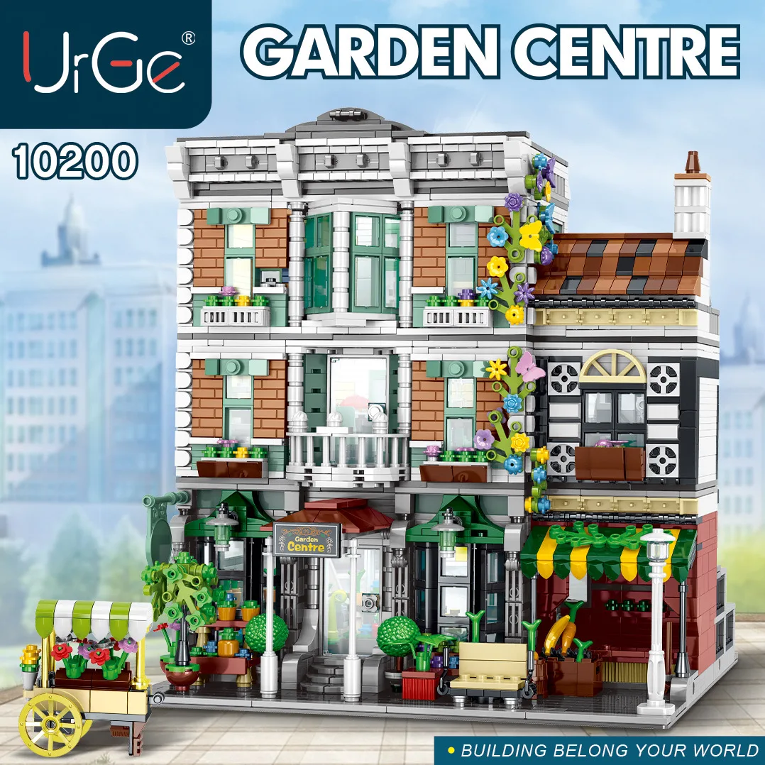 

UG 10200 2716 шт. экспертный город, улица, вид MOC, сад, центр, модульная модель, строительные блоки, строительные блоки, игрушки подарочный набор для...