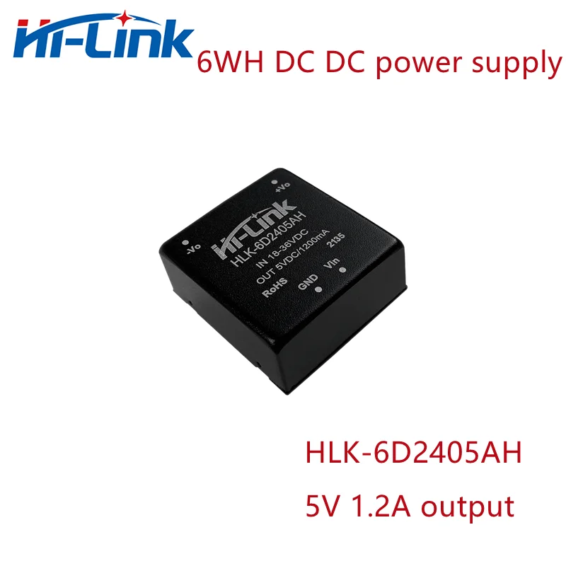 

Hi-Link 6W 5V 1.2A Output DC DC Power Supplies18-36V Input 85% Efficiency Isolated DC DC Power Module HLK-6D2405AH