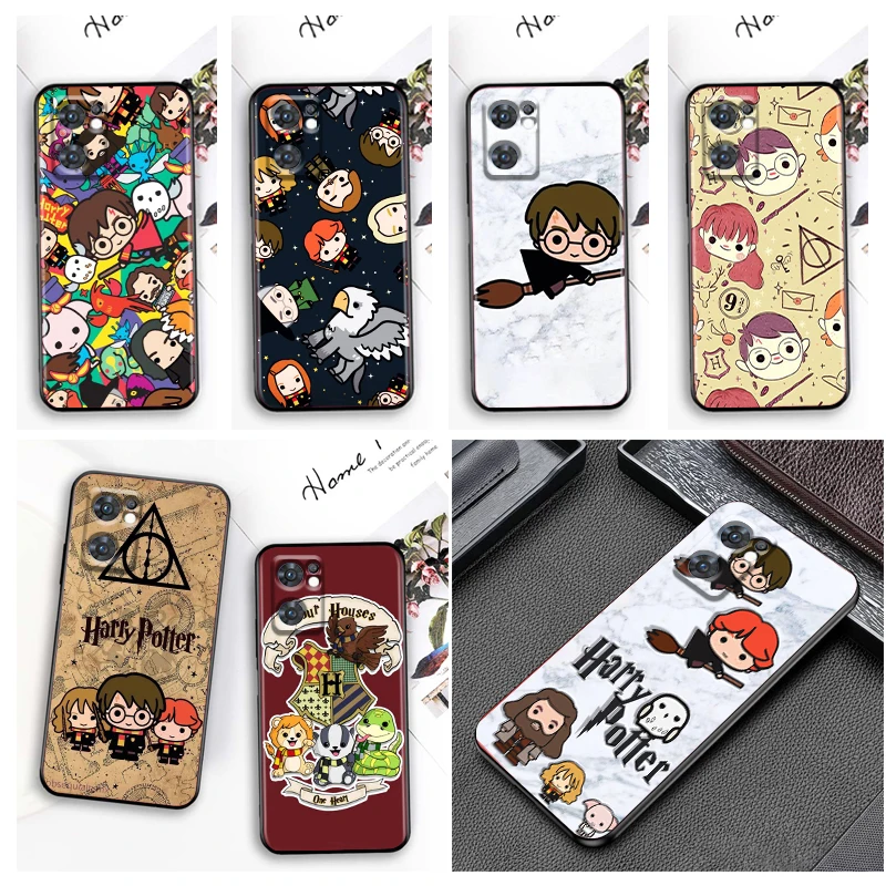 

Cute Potters Wand Harries Art Phone Case For OPPO Reno 8 7 6 5 4 2 Z Lite Pro Plus SE 4G 5G Black Soft Fundas Silicone Cover
