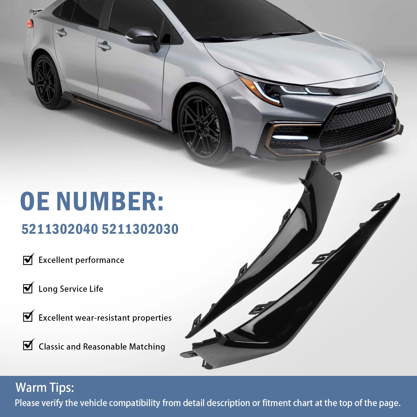 

5211302040 1 пара переднего бампера, нижняя накладка, молдинг, решетка спойлера 5211302030 для Toyota Corolla SE XSE 2020 2021 2022