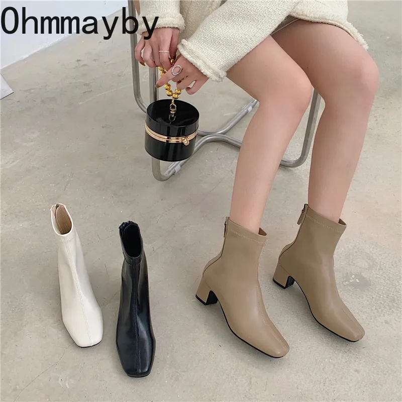

2022 New Brand Women Ankle Boots High Heel Pointed Toe Ladies Elegant Chelsea Boot Dress Pumps Short Boots