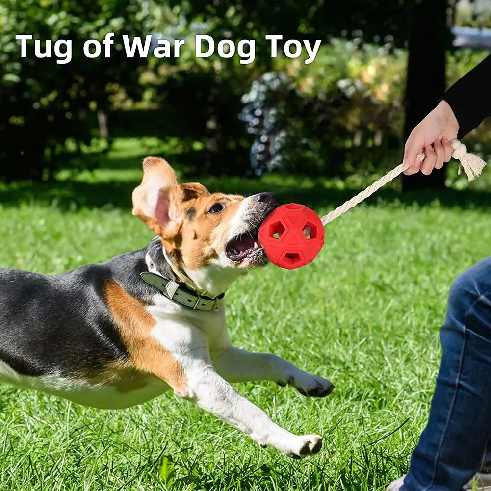 

Pet Dog Rubber Ball Bite-resistant Chew Toys Tooth Cleaning Molar Toys With Rope For Aggressive Chewers