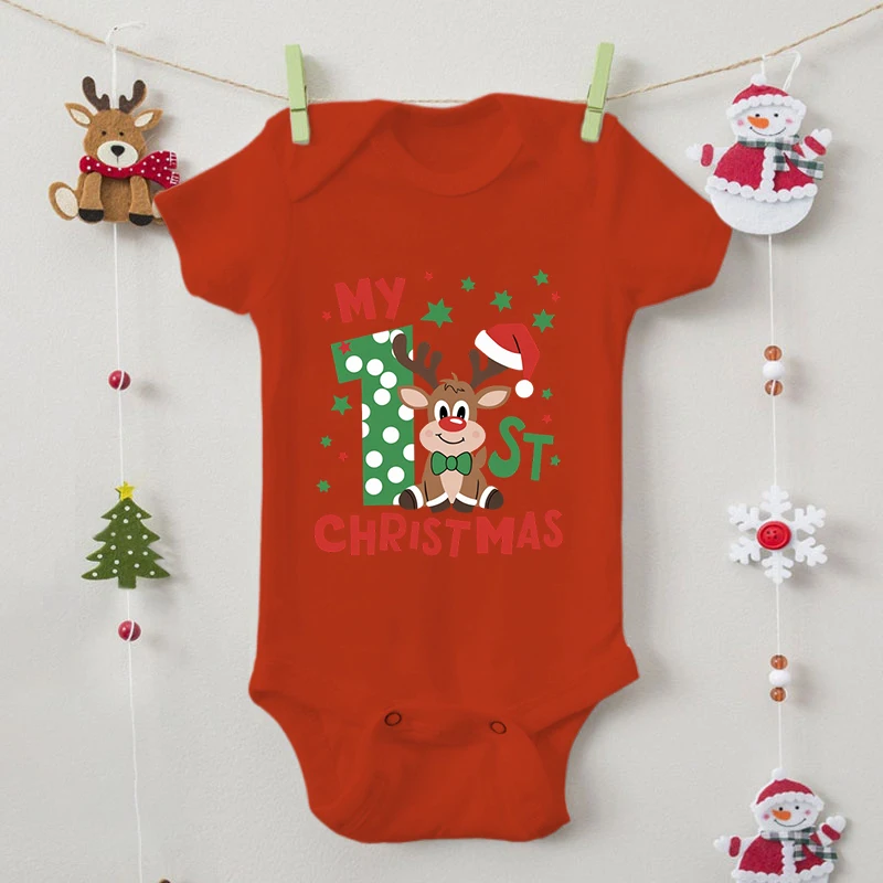 Боди Мой первый рождественский принт модная одежда с короткими рукавами