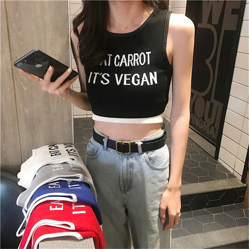 

Sport Women Sleeveless Racerback Tshirts Crop Top OFF Letters Embroidery Ribbed Knit Slim Summer 2022 Bustier Streetwear