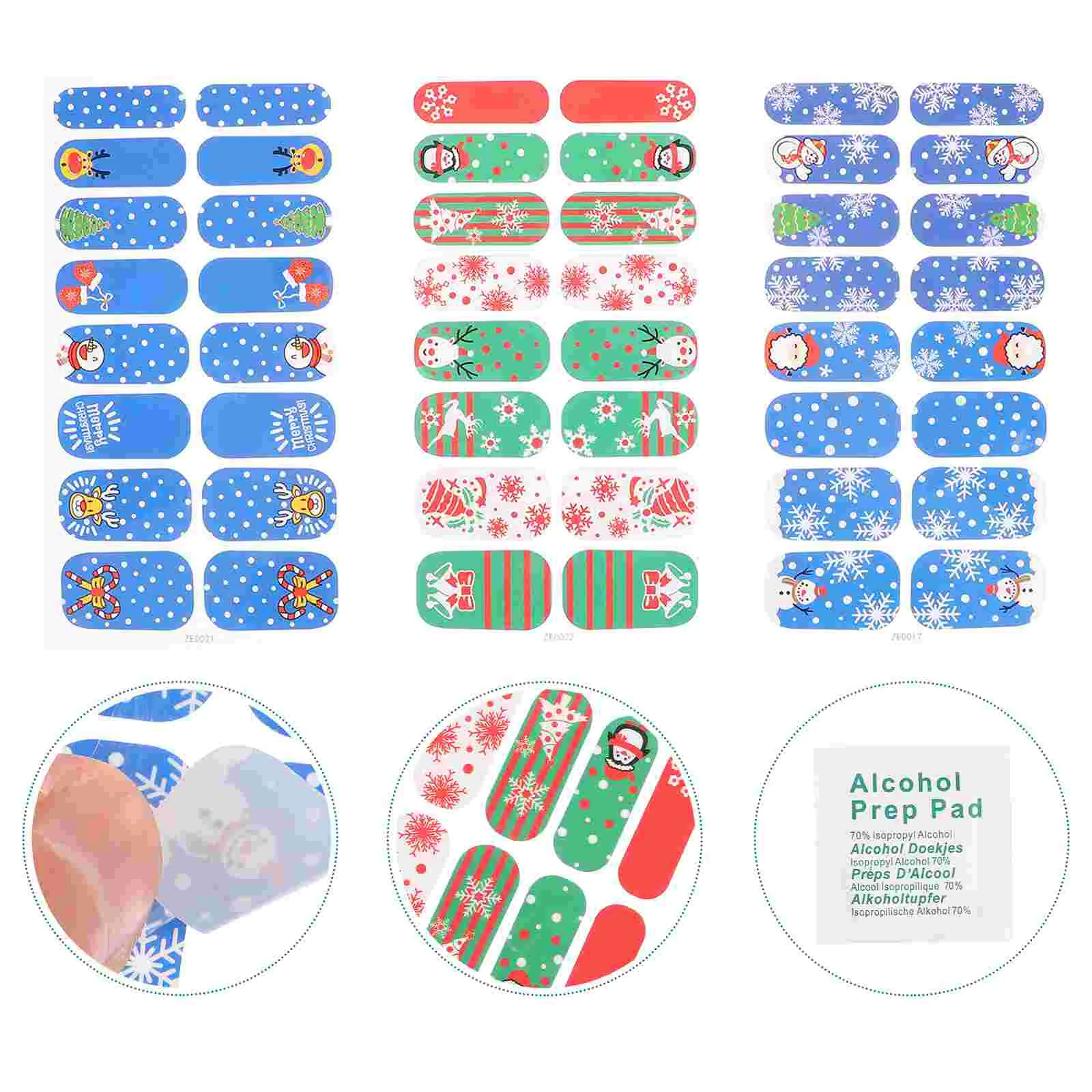 

3 Sheets Christmas Nail Stickers, 3D Self- adhesive Manicure Stickers Nail Decals for Christmas Nails Decoration Supplies