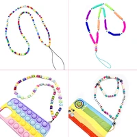 fashion beaded evil eyes phone chains for women elegant long phone lanyard necklace for keychain phone case accessories gift
