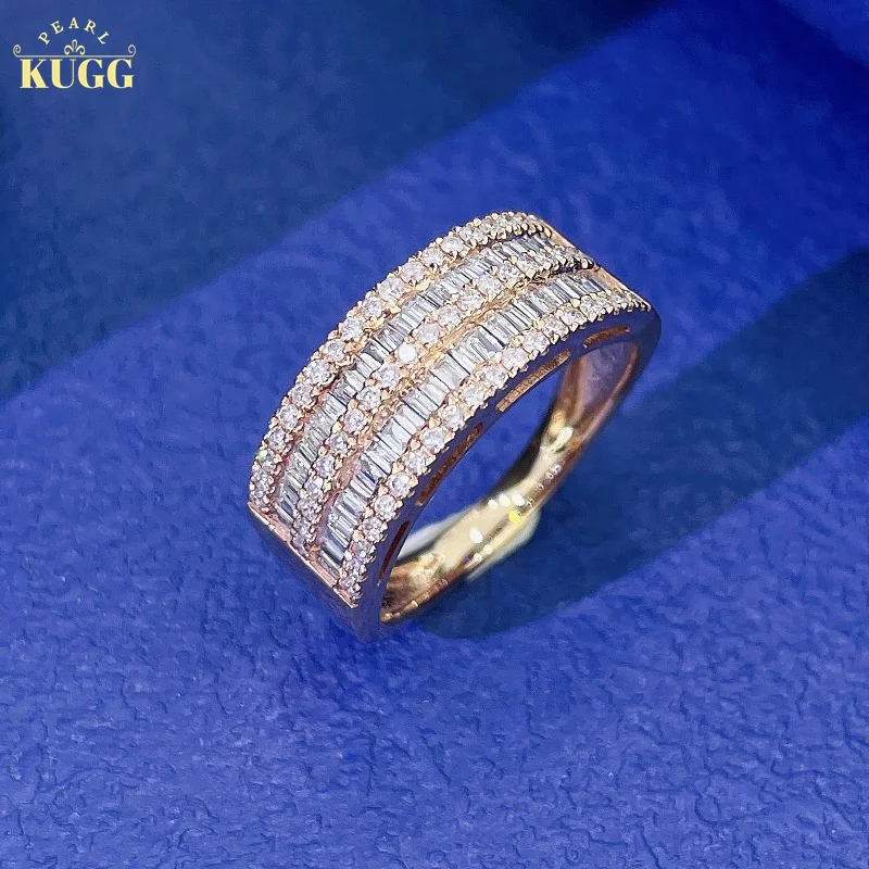 KUGG 18K белые или розовые золотые кольца настоящие натуральные бриллианты модные двухрядные дизайнерские изысканные свадебные украшения для женщин