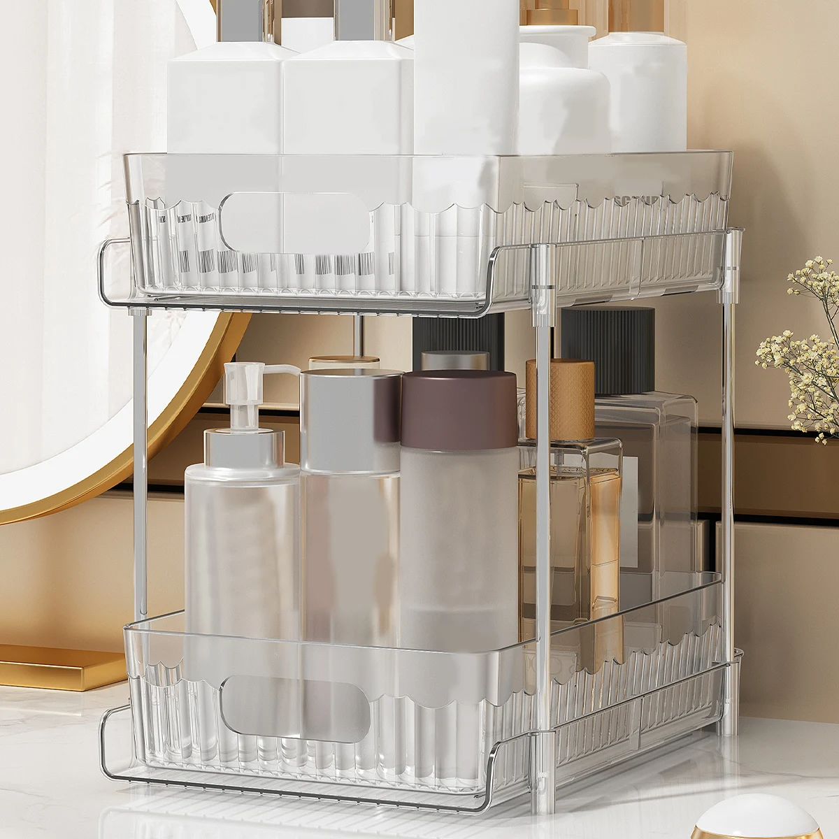 WORTHBUY двухуровневый органайзер для ванной комнаты прозрачная полка косметики