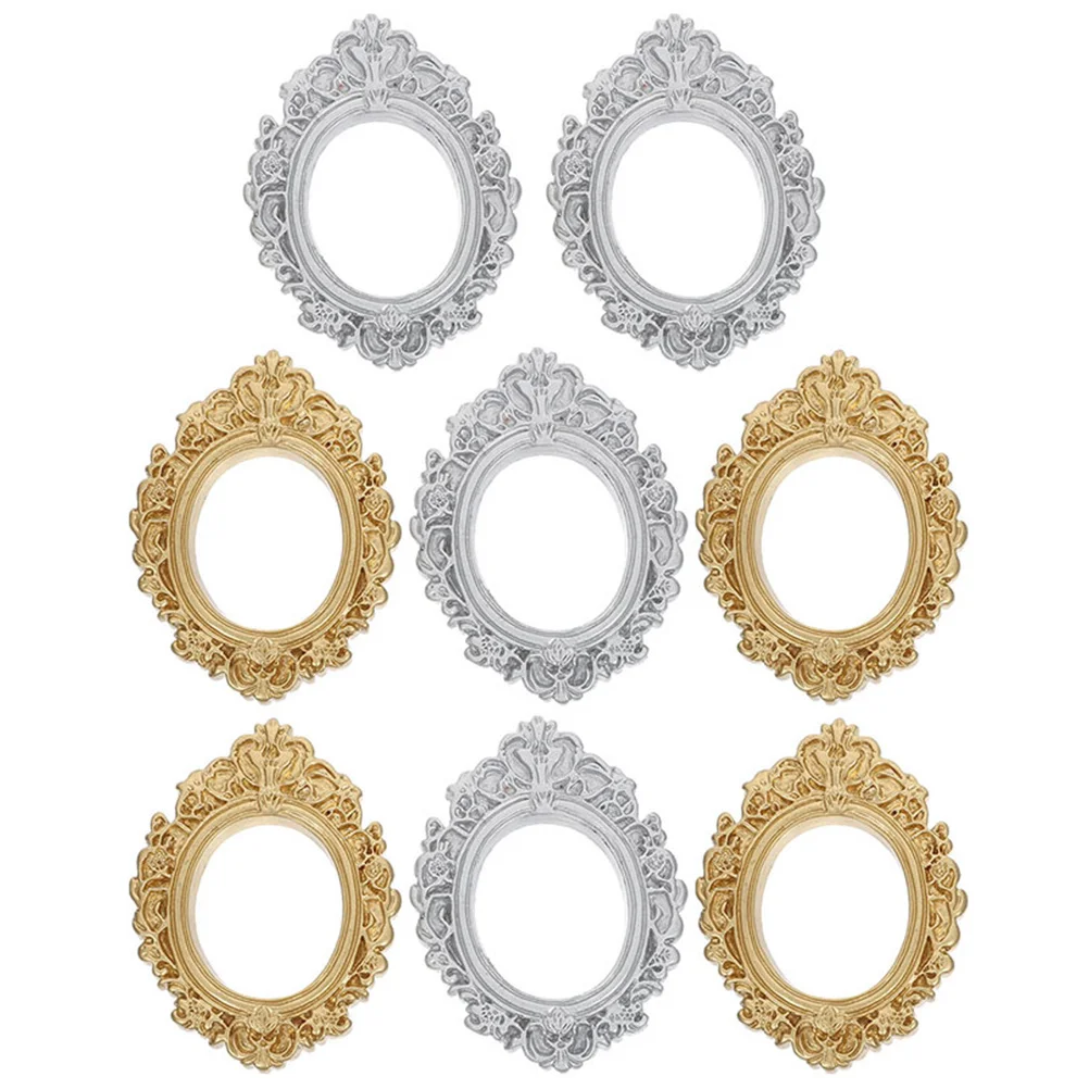 

8 Pcs DIY Photo Ornaments Retro Decor Frame Crafts Girls Display Gold Picture Frames House Bulk