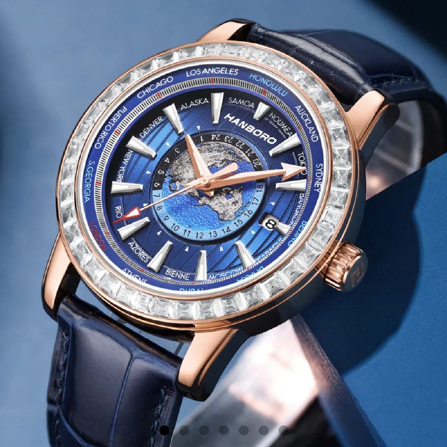 

HANBORO new design Mens Automatic watch top brand luxury Man Watches luminous Business mechanical watch Leather strap Wristwatch