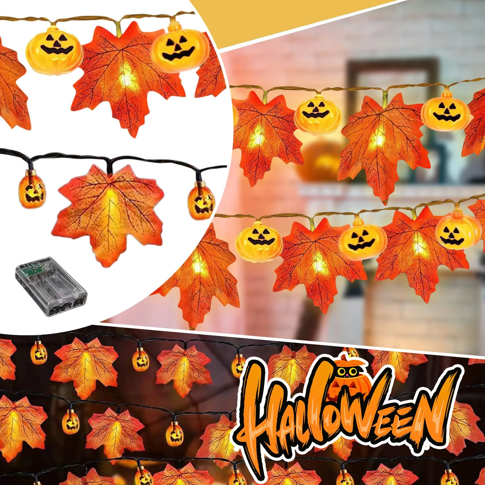 

Bear - Light up Bear Lights up on Wall Thanksgiving Halloween Battery Box LED Maple Leaf Light String Indoor And Outdoor