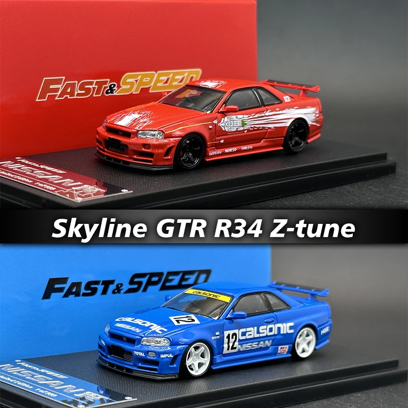 FS В наличии 1:64 Skyline GTR R34 Z Tune FNF Racing Коллекция литых моделей автомобилей Быстрая