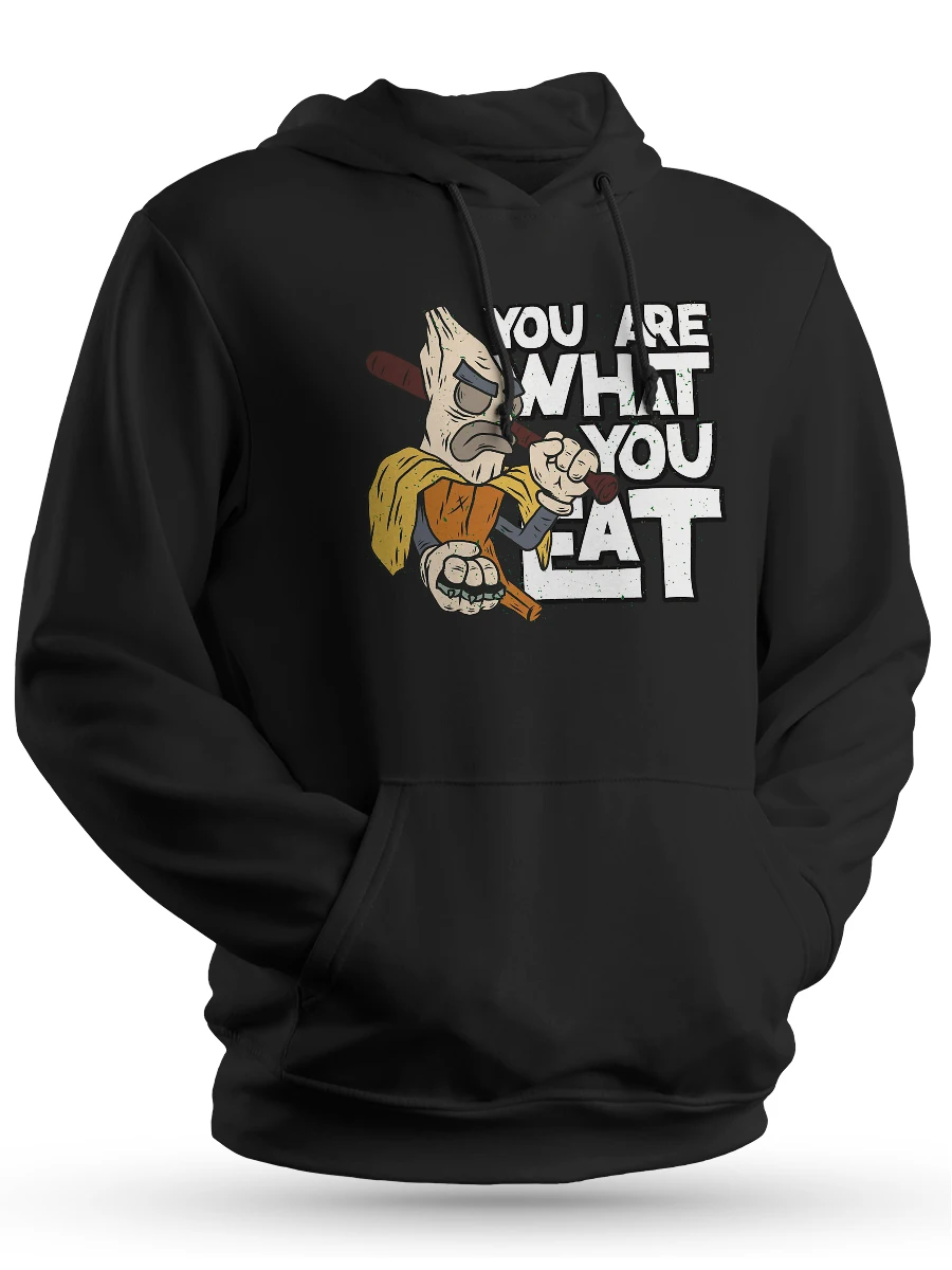 

Классическая Толстовка BOLF «You Are What You Eat», флисовые толстовки с принтом для мужчин и женщин, Свободный пуловер с карманами, теплая спортивная ...