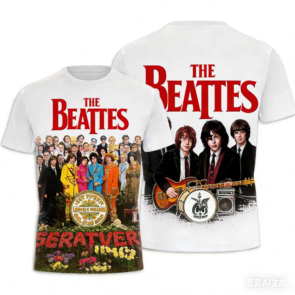 Фото Футболка рок-группы Летние мужские женские футболки Футболка с принтом The Beatles Футболка с круглым вырезом в стиле хип-хоп Дышащая спортивная футболка №2