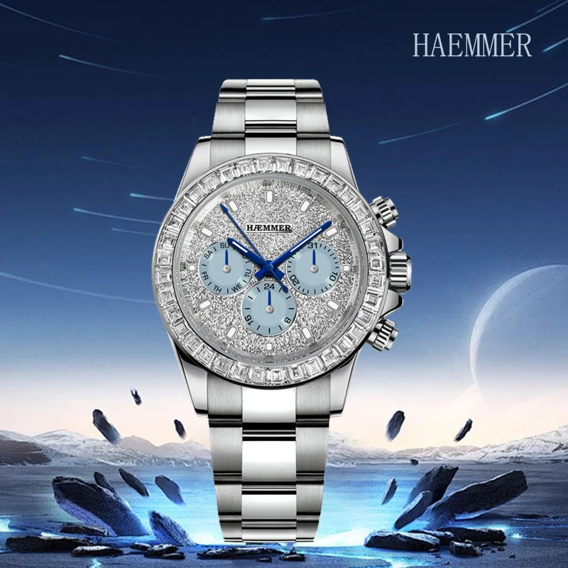 Фото HAEMMER DESIGN мужские часы 40 мм из нержавеющей стали водонепроницаемые деловые часы мужские часы лучший бренд класса люкс мужские часы с хронографом №1