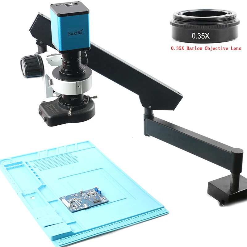 

Auto Focus SONY Sensor HDMI Measuring Digital Microscope Camera Articulating Rotabled Arm Clamp Microscope Stand+200X Zoom Lens
