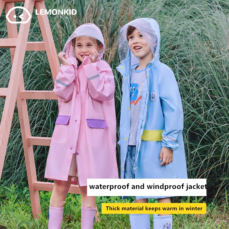 Autumn Winter Outerwear Waterproof Children Hooded Rain Coat Zipper Design Windbreaker