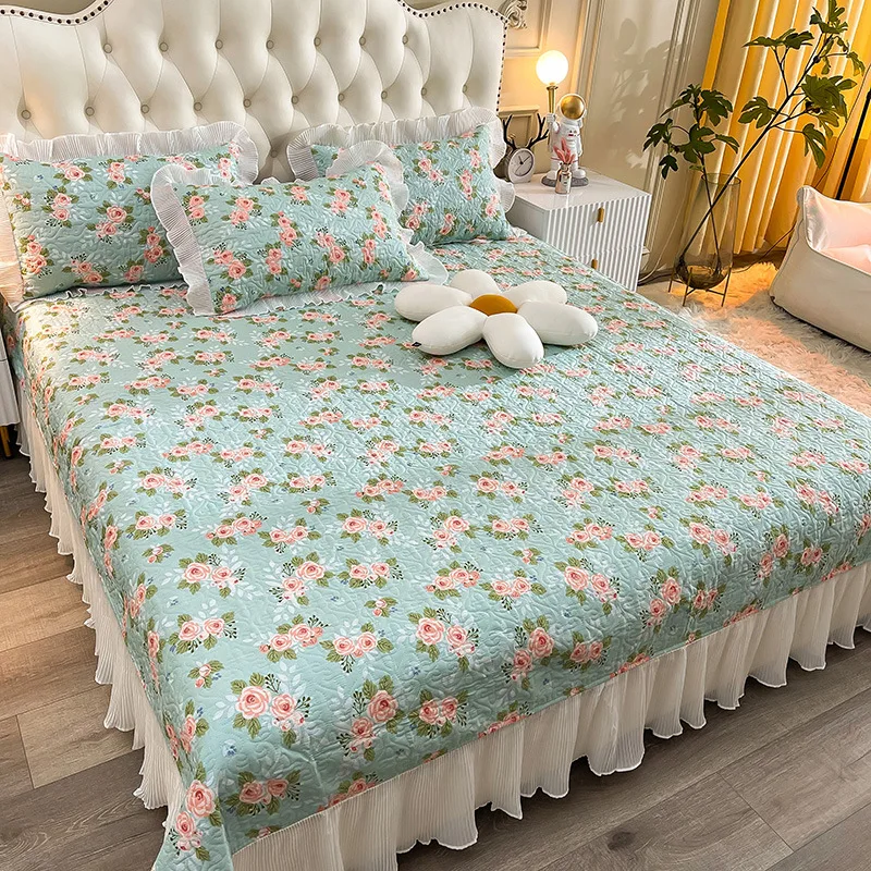 

2022 Korean Version Of Little Fairy Cotton Cotton Bed Cover Four-Piece Set Of Single Piece Bed Skirt Thickened Cotton Sheets Are