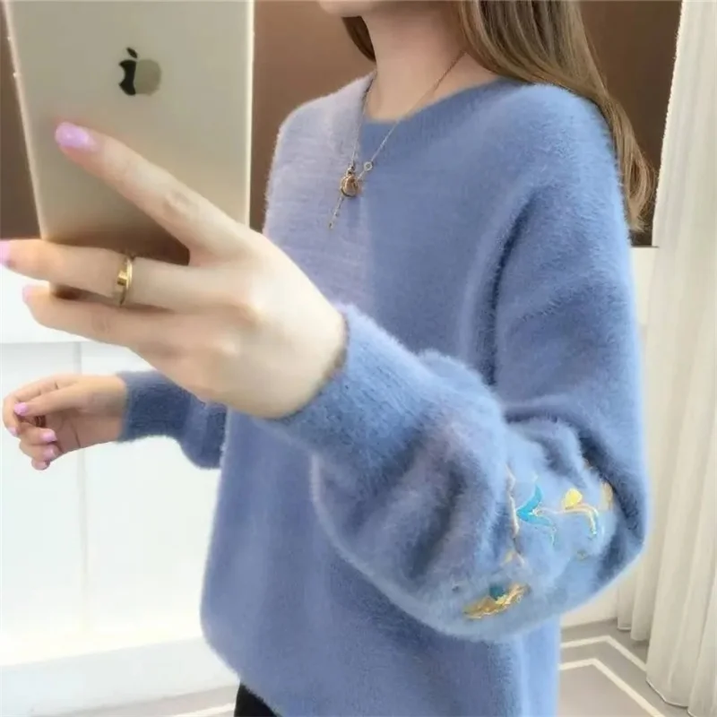 Норковый бархатный свитер женские вязаные свитера и пуловеры с длинными