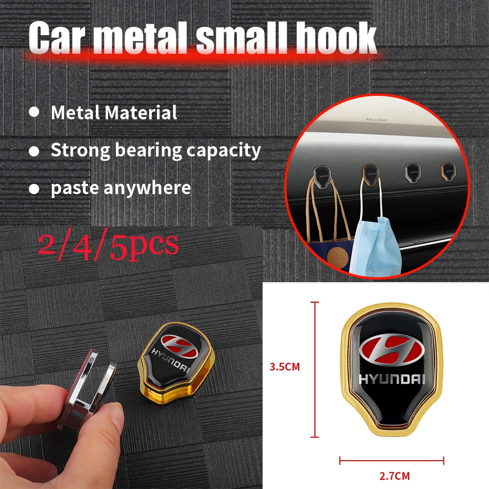 

2/4/5PCS Metal Car Hooks Stickers Purses Bags Holder Organizer Accessories For Hyundai Elantra Tucson Solaris Sonata Santafe