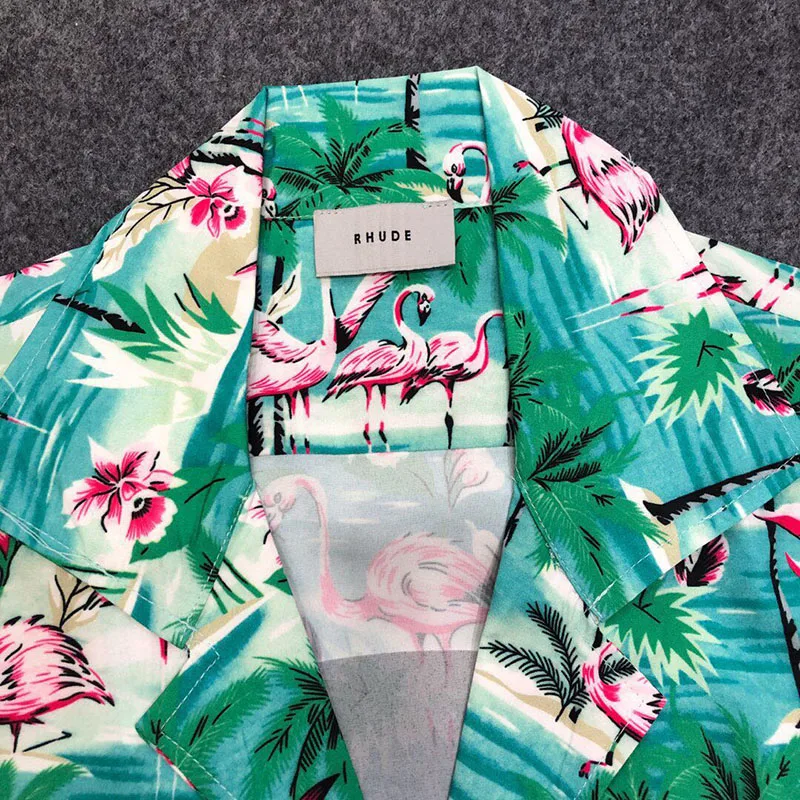 Rhude Hip Hop Shirt Men Women Loose Casual Print Streetwear Oversized RHUDE Short Sleeve Shirt