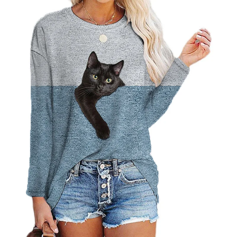 

New Long Sleeve Women's T-Shirt Fashion Loose Long Sleeve Large Casual Women's Top