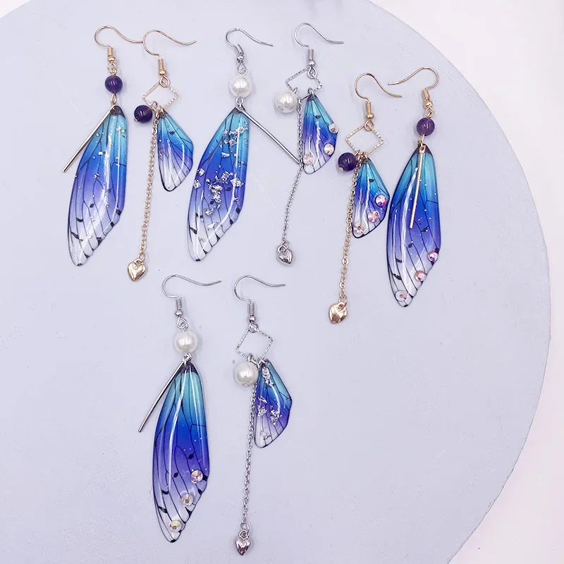 Серьги-подвески с крыльями бабочки