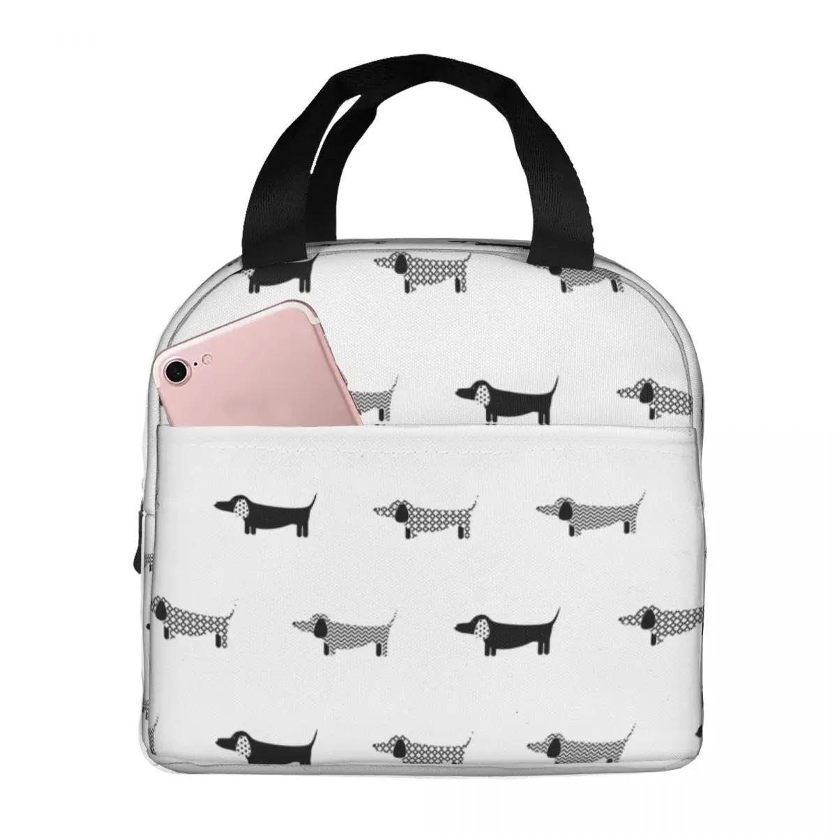 Dachshund Dog Lunch Bag Portable Insulated Canvas Cooler Thermal Food Picnic Tote for Women Children