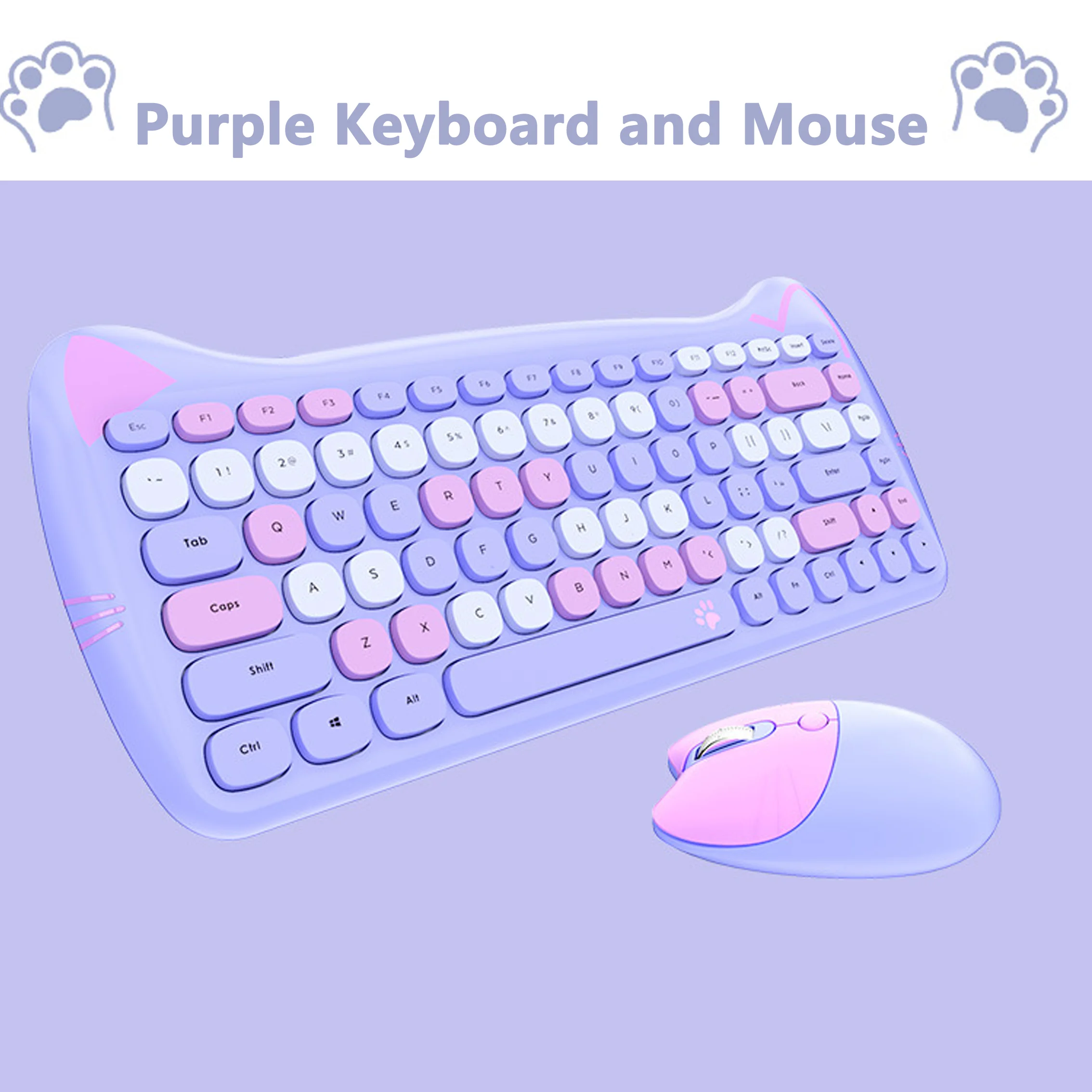 2.4G Wireless Keyboard Mouse Combos Creative Cute Pink Keyboards and Mouse Set For Home Office Girl Gifts Laptop PC Gamer Kit enlarge
