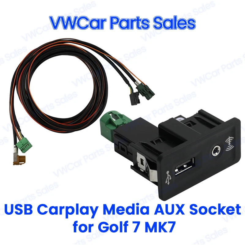 Переходник CarPlay Media AUX MIB2 MDI, USB-разъем, кнопка установки, жгут адаптера для VW Golf 7 MK7 5G0035222E 5Q0035726E