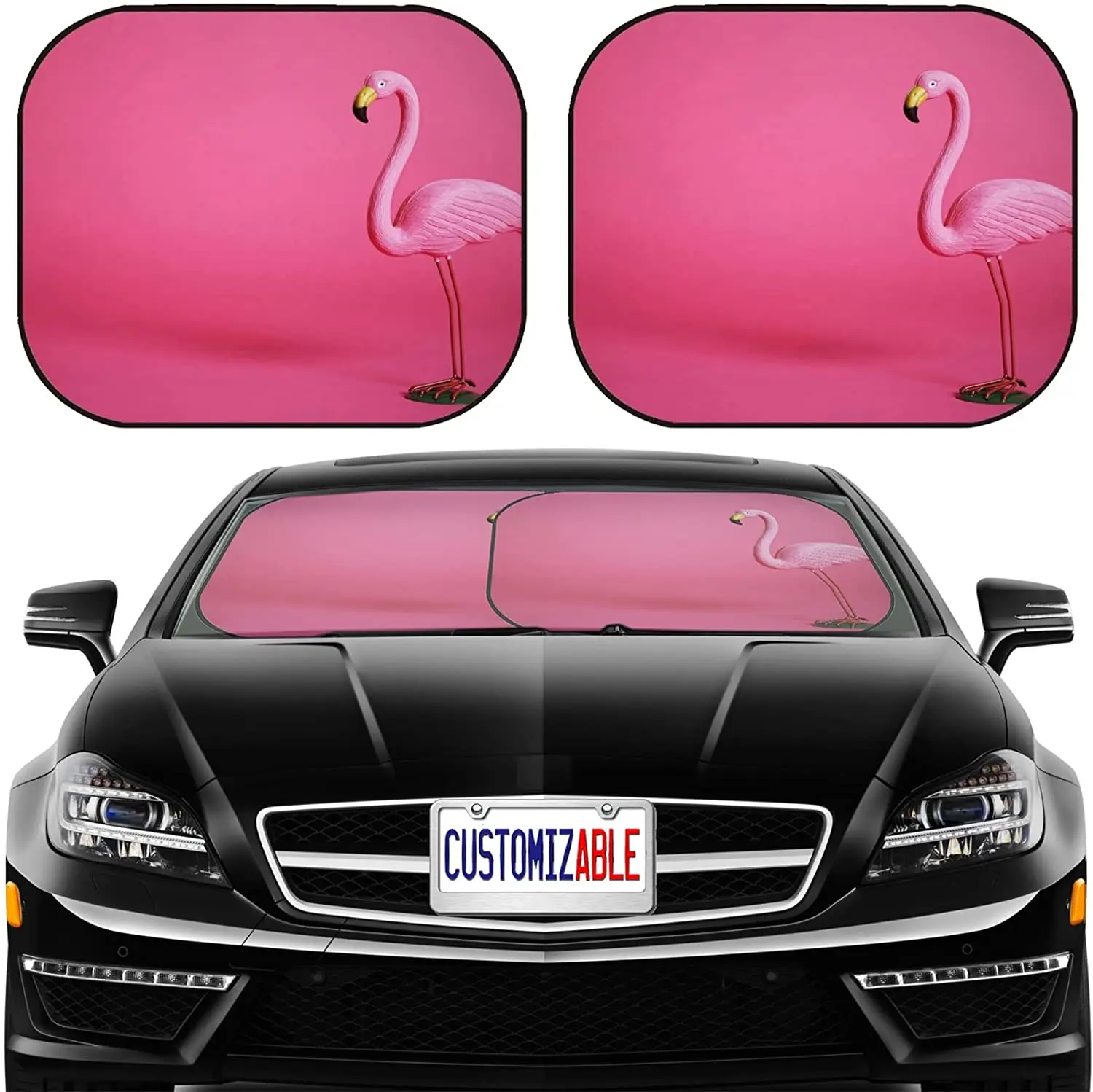 

MSD Car Sun Shade Windshield Sunshade Universal Fit 2 Pack, Block Sun Glare, UV and Heat, Protect Car Interior, Image ID: Kitsch