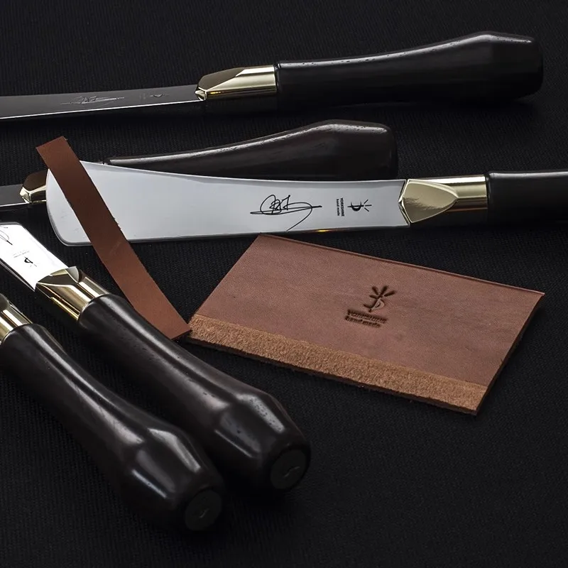 Кожаный филировочный нож приходит SKD11 стальная ореховая ручка кожаный край