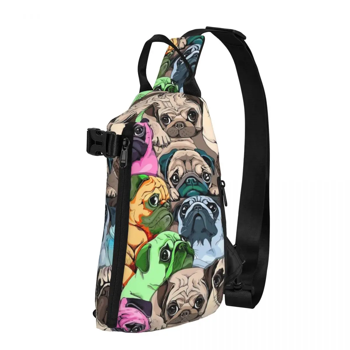 Color Pug Dog Shoulder Bags Chest Cross Chest Bag Diagonally Casual Man Messenger Bag