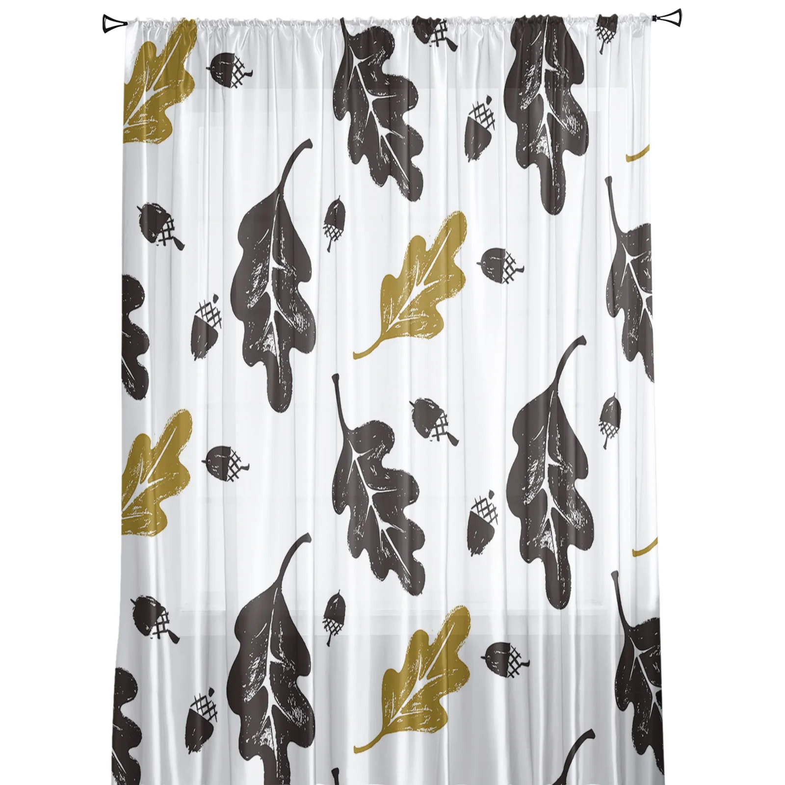Тюлевые шторы с желтыми черными листьями прозрачные шифоновые Занавески на окна