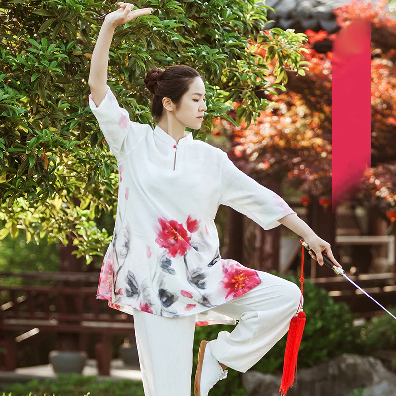 Summer Breathable Kung Fu Tai Chi Clothing Martial Arts Clothes Taijiquan Wushu Uniform Wing Chun 2022 Hand Painted