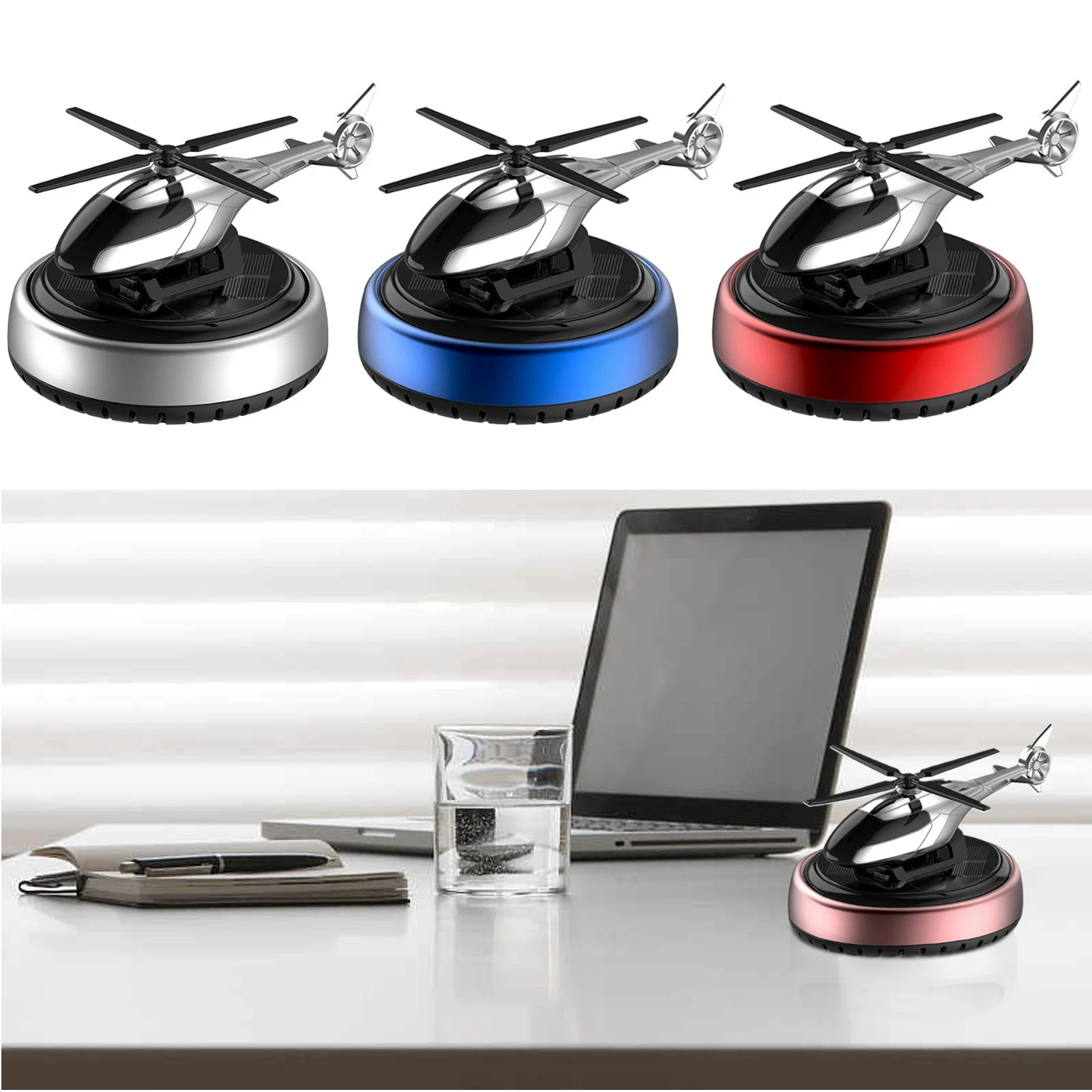 

Aviation Car Air Freshener Solar Energy Rotating Helicopter Auto Aromatherapy Alloy Aircraft Diffuser Vehicle Decoration