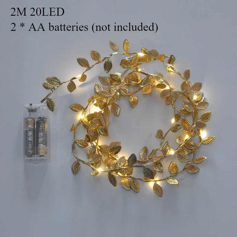 

Гирлянда LED с золотыми листьями 2 метра