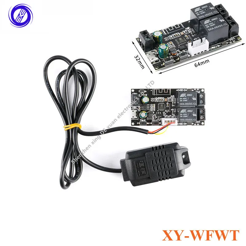 

Пульт дистанционного управления влажностью и температурой XY-WFWT, модуль с двойным выходом, датчик SHT20, беспроводной переключатель управления Wi-Fi, 1 шт.