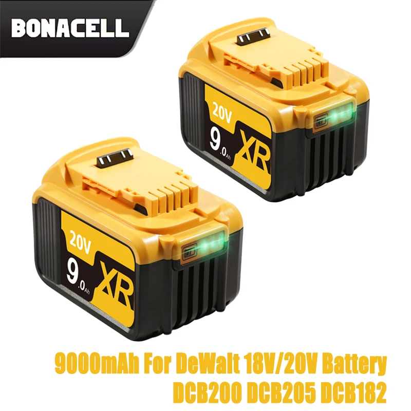 

DCB200 20V Max XR 9.0Ah Li-ion Battery For DeWalt 18V DCB184 DCB205 DCB182 DCB180 DCB181 DCB182 DCB201 DCB206 DCB204-2