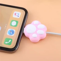 drinks silicone cable protector cute cat paw animal cable bite protector cartoon cover for iphone12pro cable organizer winder