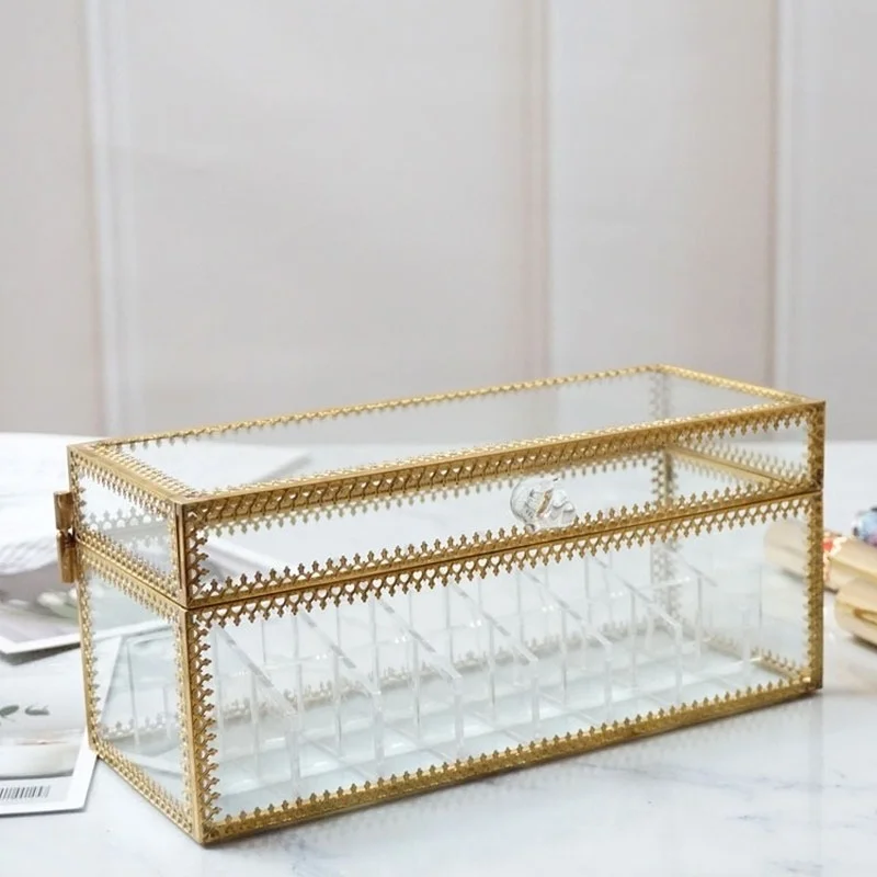 

Lipstick Organizer Glass Vanity Holder Acrylic Cosmetic Case Storage Box Lipstick Organizer