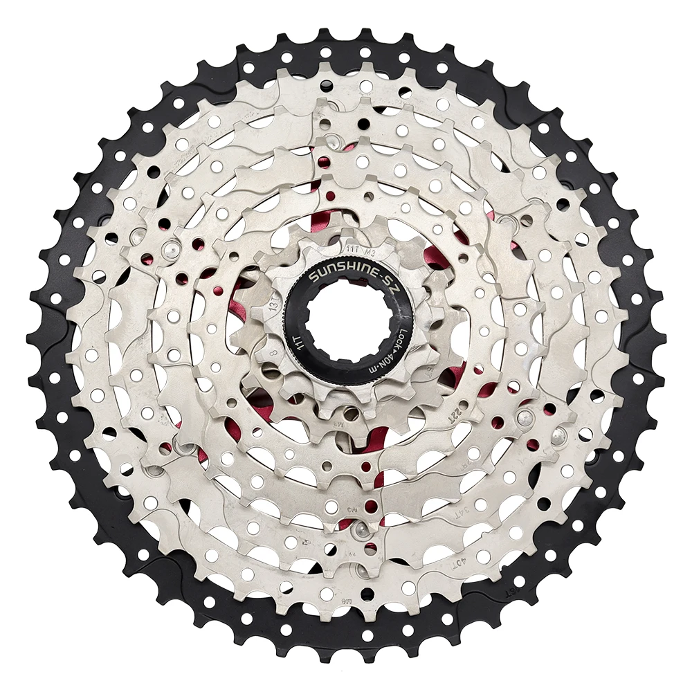 SUNSHINE 8-скоростная 11-25/28/32/36/40/42/46T велосипедная серебристая кассетная звездочка для