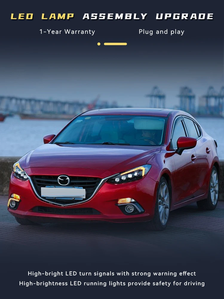 Передние фары для Mazda 3 Axela 2014-2016 Mazda3 DRL дневные строки передняя фара фонарь