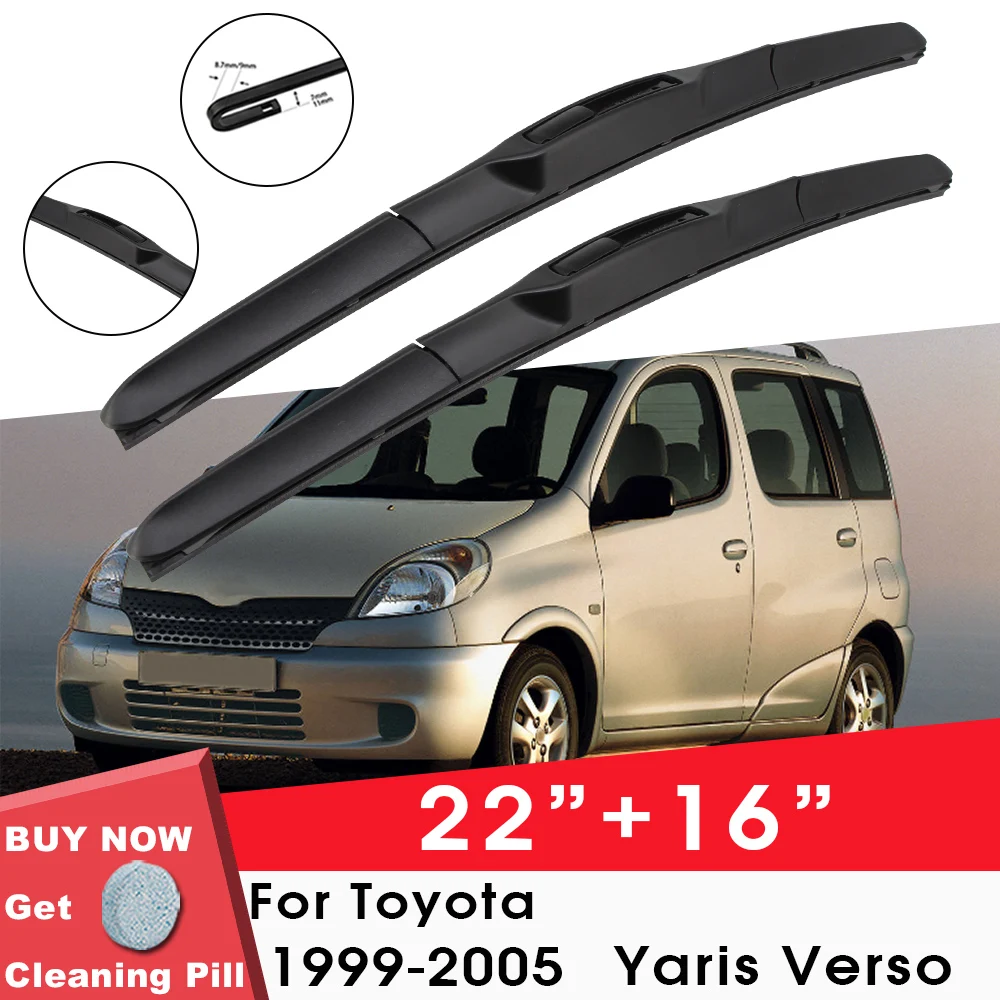 

Car Wiper Blade Front Window Windshield Rubber Wiper For Toyota Yaris Verso 1999-2005 22"+16" LHD RHD Car Accessories